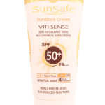 کرم ضد آفتاب رنگی سان سیف +SPF50 فاقد جاذب های شیمیایی مناسب پوست حساس