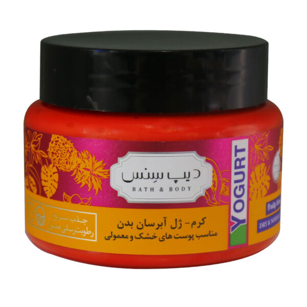کرم ژل آبرسان بدن تروپیکال دیپ سنس مناسب پوست معمولی و خشک است. این محصول ضمن رطوبت رسانی عمیق و افزایش نرمی و لطافت پوست، منجر به رفع خشکی و خارش می شود.