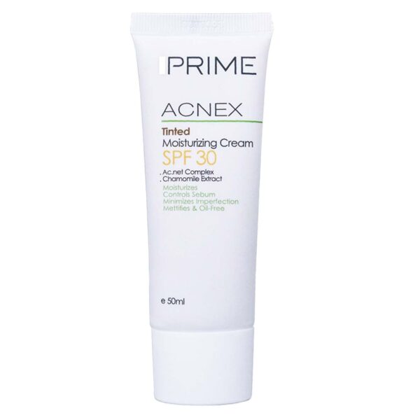 کرم مرطوب کننده آکنس SPF30 رنگی پریم مناسب پوست چرب، علاوه بر خاصیت مرطوب کنندگی، ترشح چربی پوست را کنترل می کند و از پوست در مقابل آفتاب نیز محافظت می کند.