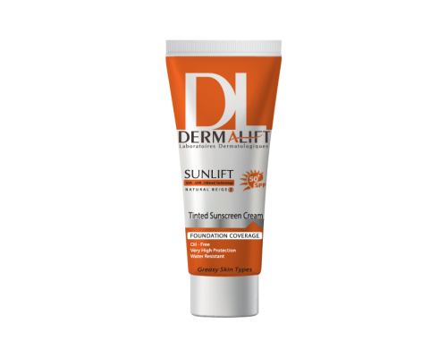 کرم ضد آفتاب رنگی SPF50 پوست چرب درمالیفت حداکثر حفاظت پوست در برابر اشعه آفتاب را دارا می باشد و با حفظ رطوبت لایه شاخی پوست مانع از پیری زودرس پوست می شود