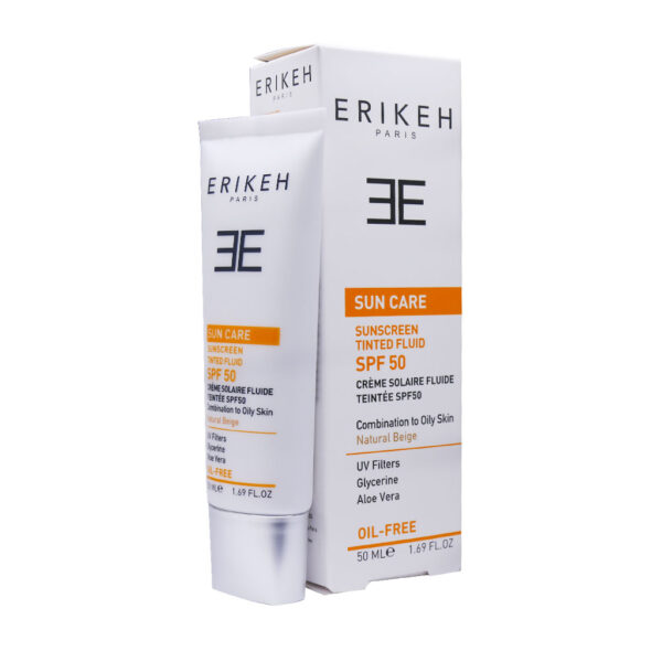فلوئید ضد آفتاب SPF50 اریکه مناسب پوست چرب و مختلط با ساختاری سبک از پوست در مقابل آفتاب محافظت می‌کند، سبب نرمی و لطافت پوست می‌شود.