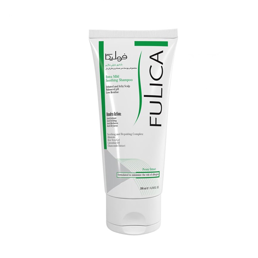 Fulica Extra Mild Soothing Shampoo 200ml شامپو خیلی ملایم فولیکا مناسب پوست سر حساس و خارش دار ۲۰۰ میلی لیتر
