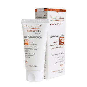 کرم ضد آفتاب بی رنگ مولتی پروتکشن دکتر ژیلا SPF50 فاقد چربی