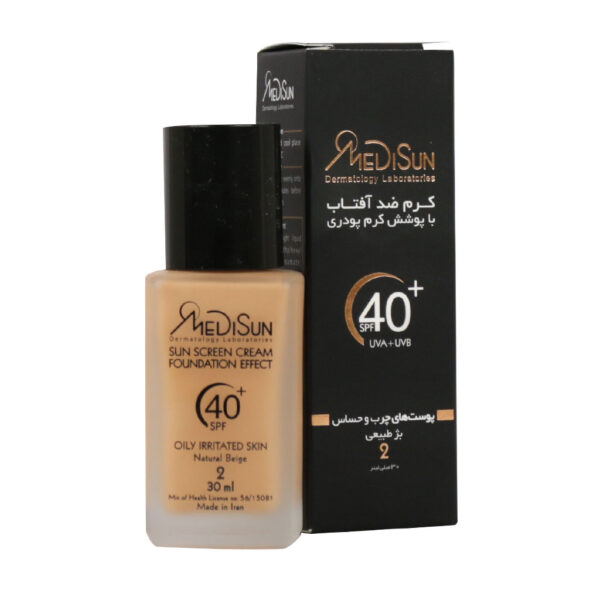 ضد آفتاب کرم پودری شیشه ای مدیسان پوست چرب با دارا بودن SPF40 و خاصیت آنتی‌باکتریال به خوبی از پوست در برابر اشعه‌های مضر UVA و UVB محافظت می‌کند.