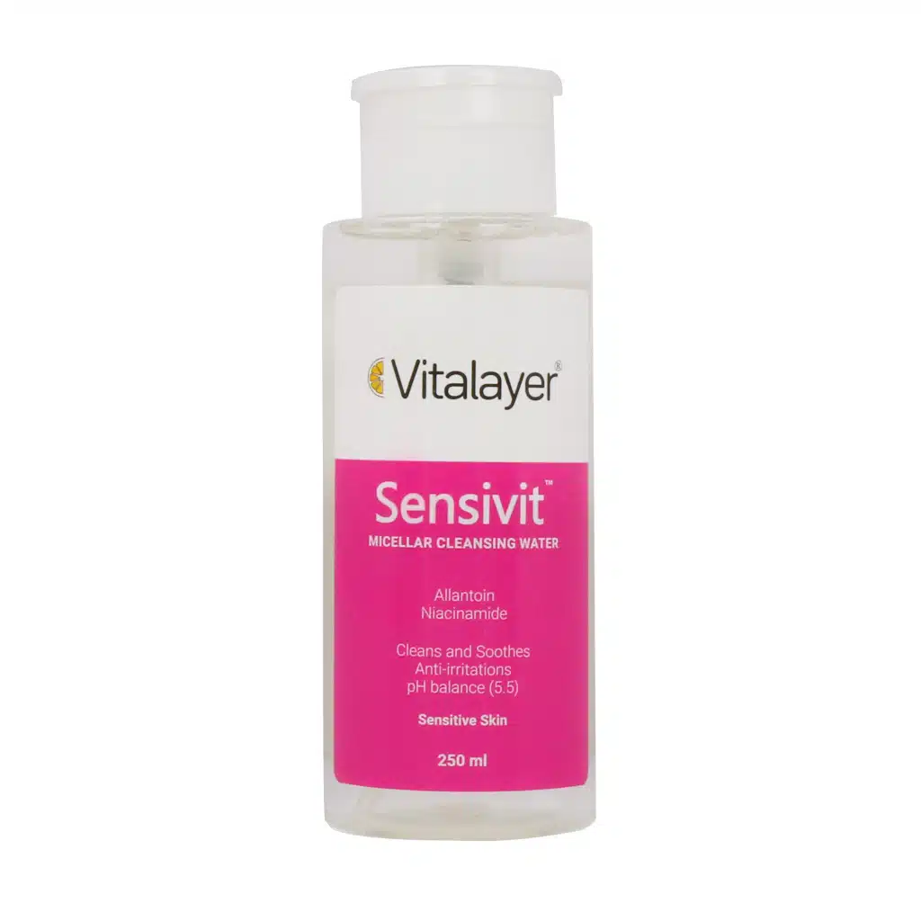 Vitalayer Sensivit Micellar Cleansing Water 250 ml محلول پاک کننده آرایش سنسی ویت ویتالیر مناسب پوست حساس 250 میلی لیتر